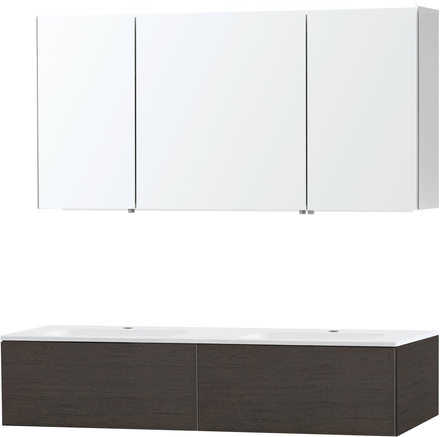 Meubel puro duo wenge 140 1 lade kunstmarmer spiegelkast
