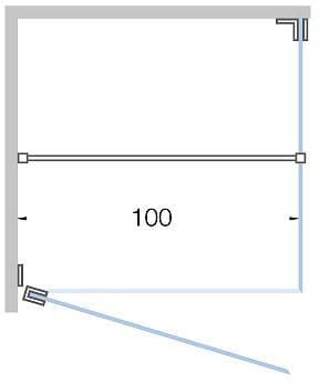 Draaideur+zijpaneel hoek close tot 100CM hoogte 200CM mat wit-satin