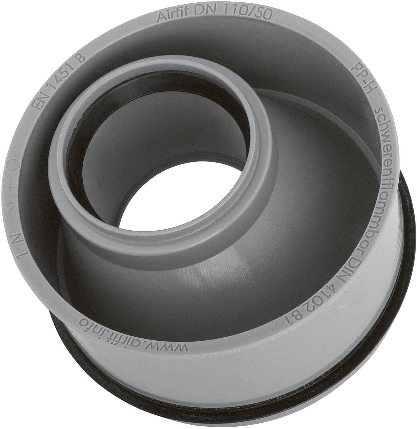 Pp-h verloopstuk m.rubber Mf Airfit 75-50MM