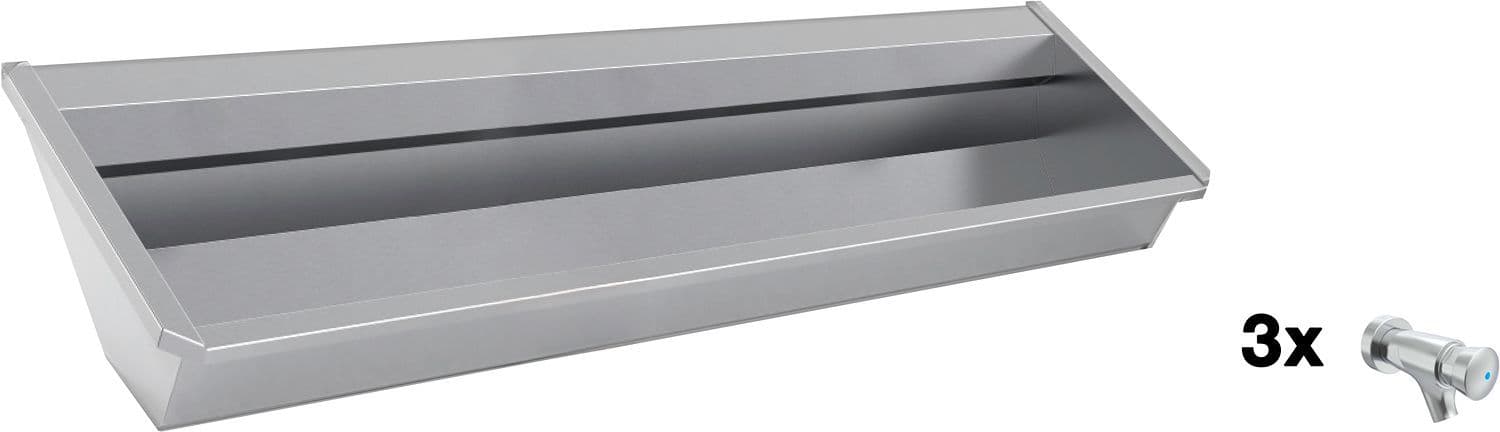 Muurwasgoot sanilav intersan 180CM Rvs 3 zelfsluitende kranen