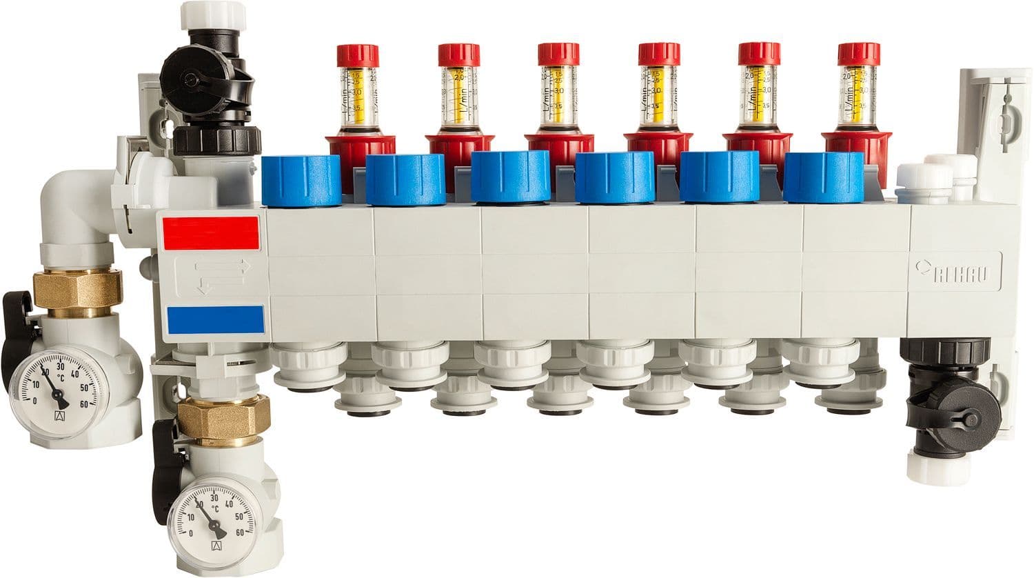 Vloerverwarming collector hkv push 16MM rehau 9 kringen