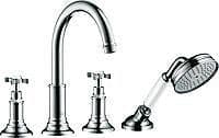 Set de finition melangeur de bain 4 trous montage sur carrelage Hansgrohe chrome