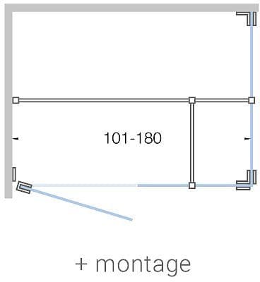 Draaideur met zijdeel+ zijpaneel close tot 180CM H200CM helder-mat wit+ montage