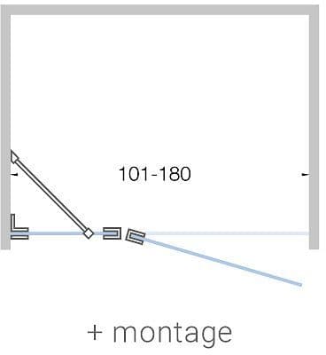 Draaideur+vast deel nis close 101-180CM H200CM helder-inox mat met montage