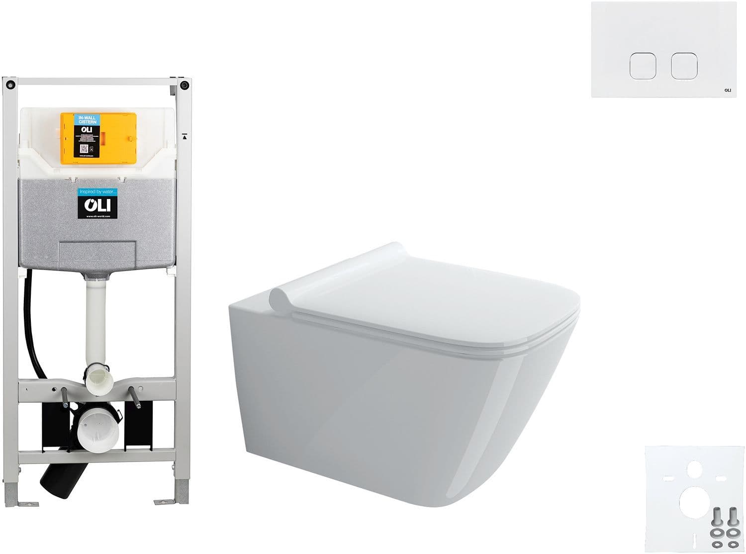 WALLFIX OLI HANGWC CATALANO GREEN SLIM SEAT SOFT-CLOSE + LIFT-OFF + VERBORGEN BEVESTIGING + RIMLESS + SILENTECH + CATAGLAZE+ PLAIN W