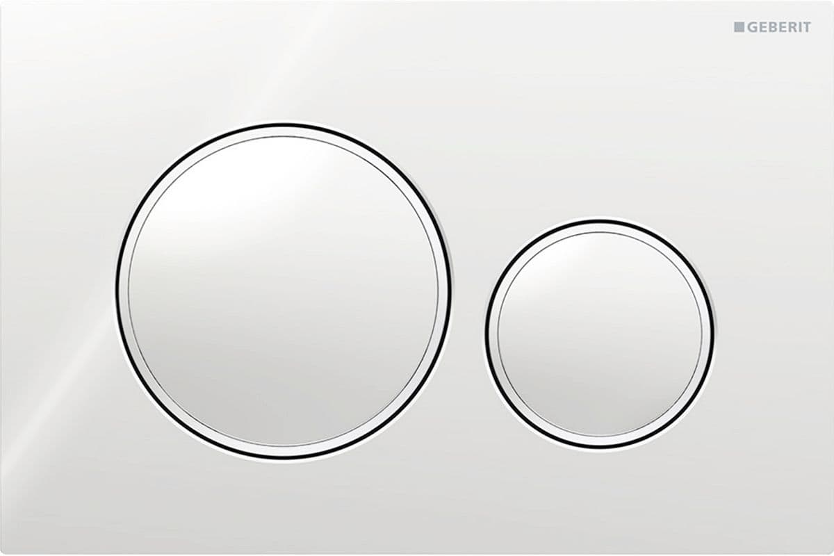 Duwplaat 2-TOETS SIGMA20 Geberit glanzend wit met mat wit designring