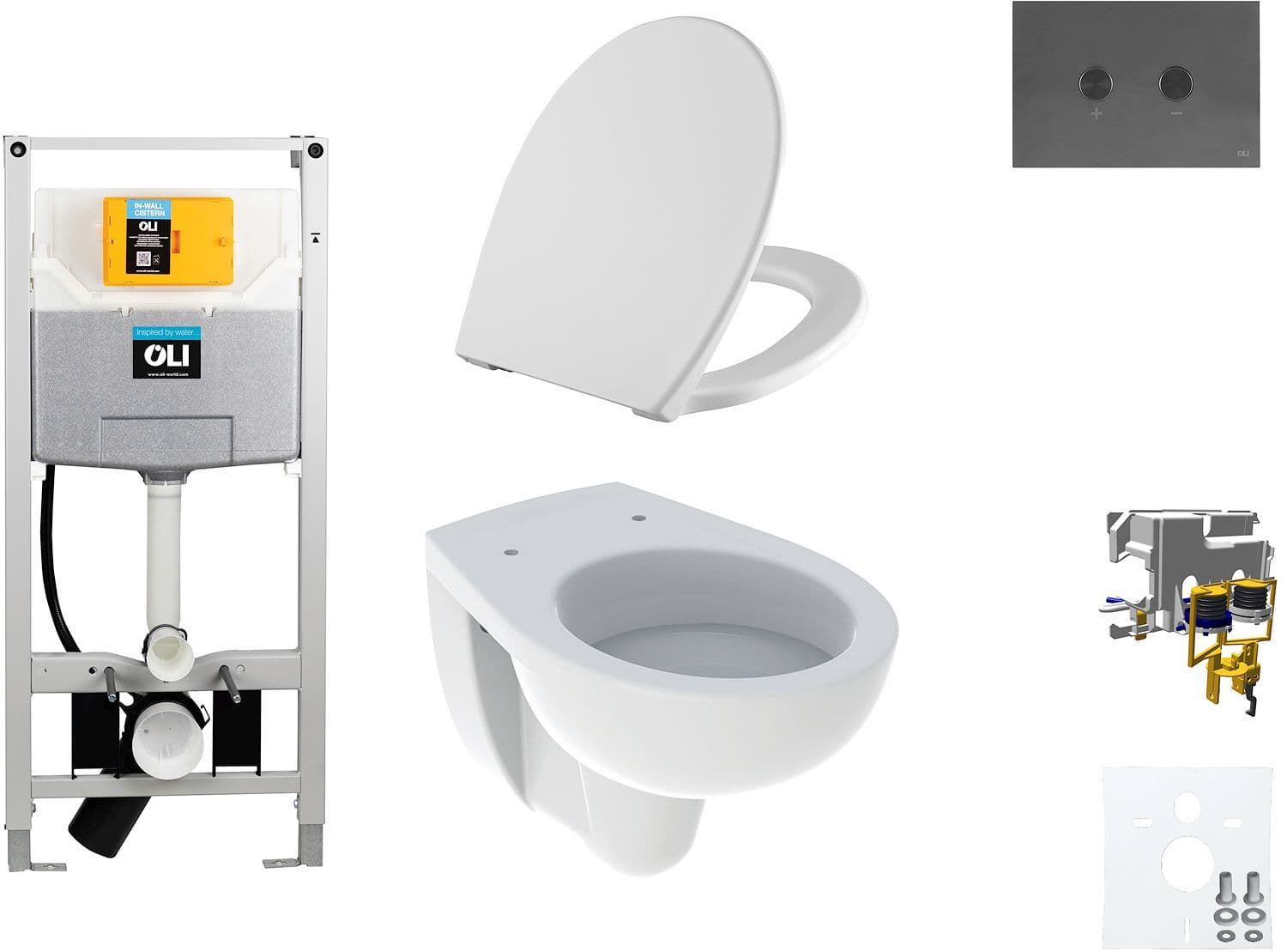 WALLFIX OLI HANGWC BASTIA D600 SOFTCLOSE + LIFT-OFF BLINK GUN METAL