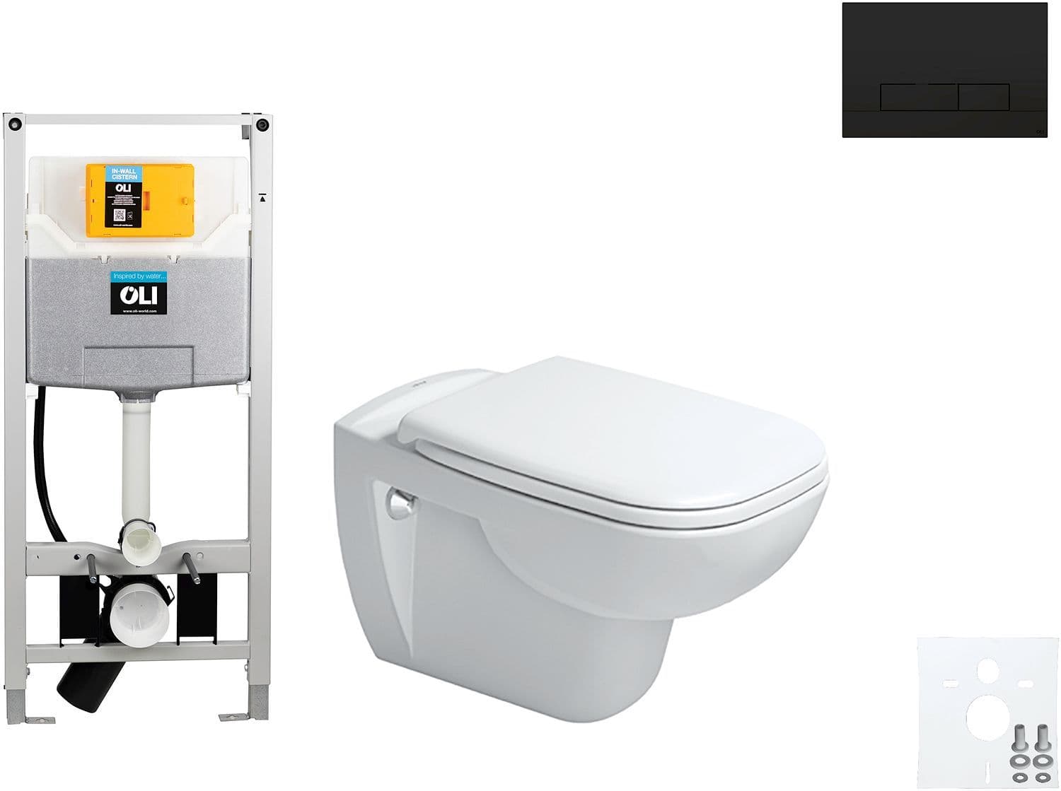 WALLFIX OLI HANGWC D-CODE DURAVIT CODE SOFT-CLOSE GLAM MAT ZWART