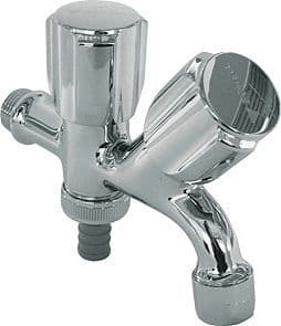 ROBINET DOUBLE SERVICE AVEC RACCORD FLEXIBLE SUPPLEMENTAIRE SCHELL 1/2"CHROME