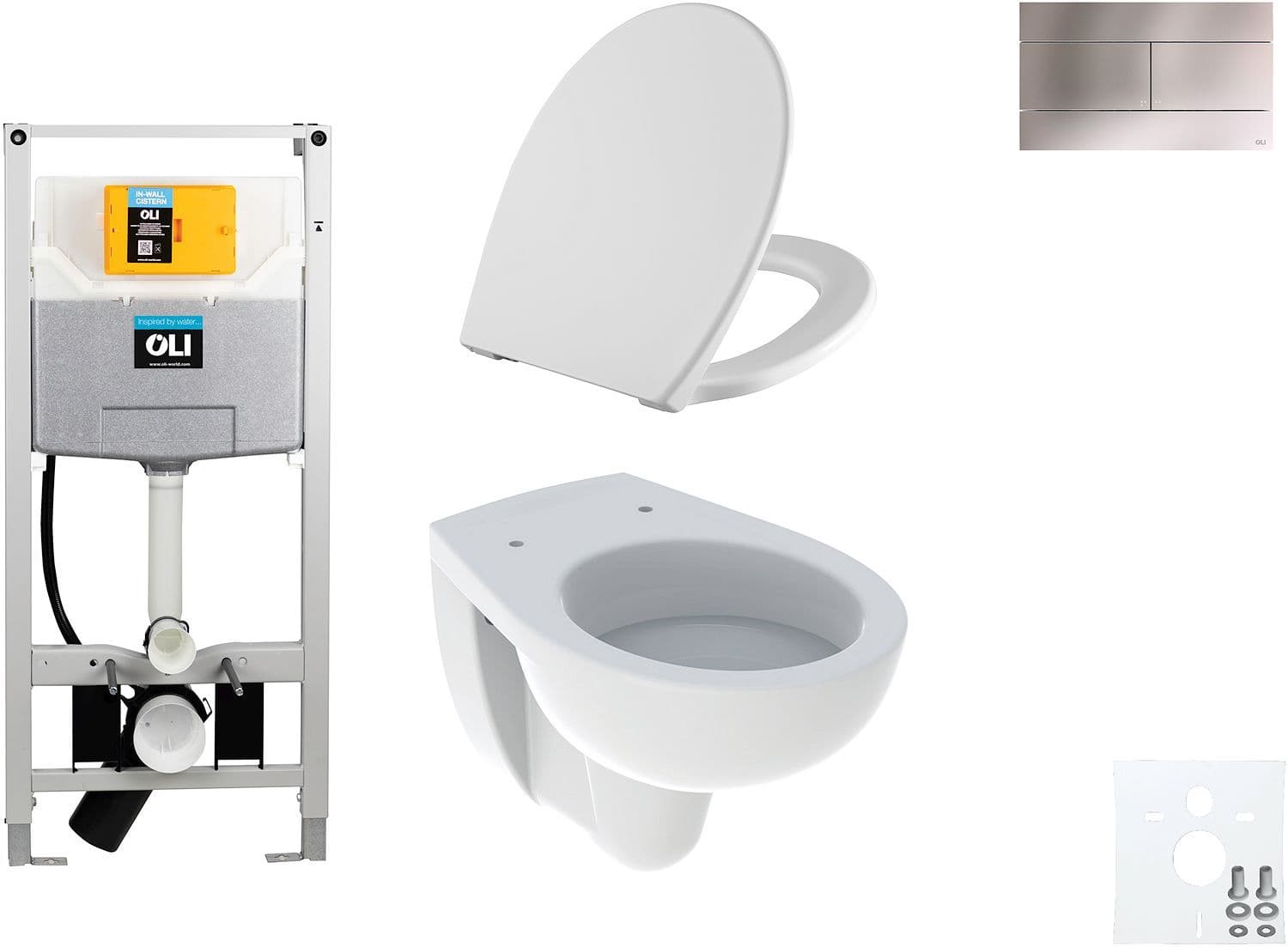 WALLFIX OLI HANGWC BASTIA D600 SOFTCLOSE + LIFT-OFF SLIM INOX