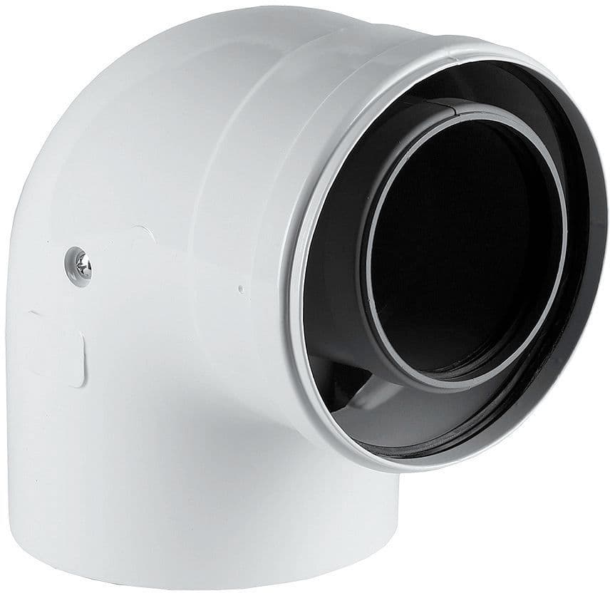 UNIFLOW CONCENTRISCHE BOCHT 80/125MM 90° ALU/PP