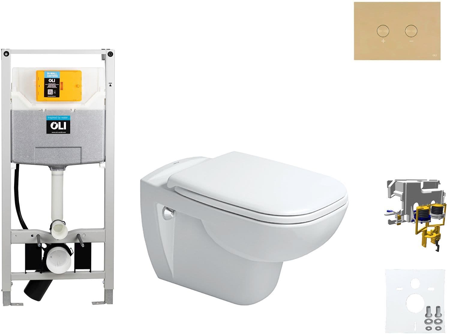 WALLFIX OLI HANGWC D-CODE DURAVIT CODE SOFT-CLOSE BLINK WHITE GOLD