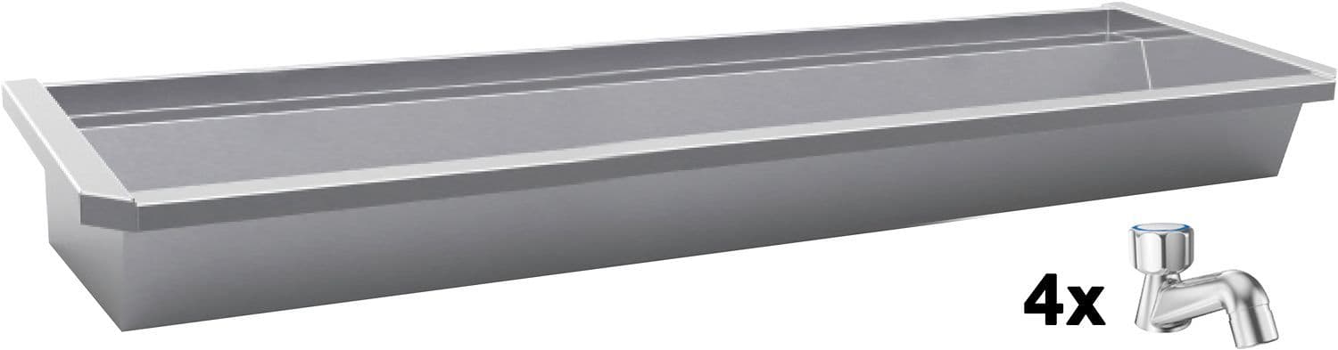 Muurwasgoot sanilav intersan 240CM Rvs staande koudwater kranen