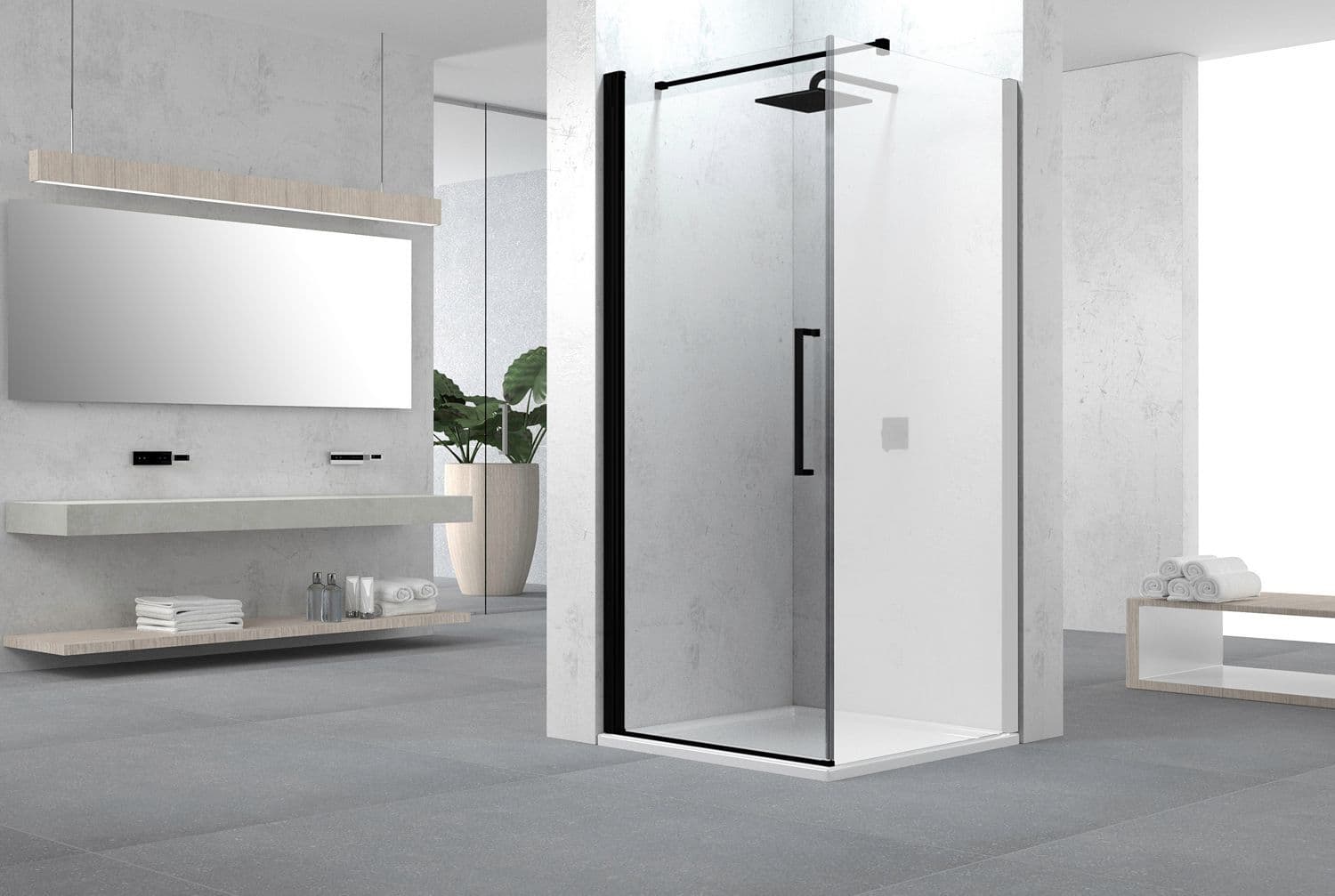 Porte pivotante angle swing 97-99 H200 Noir mat-clair