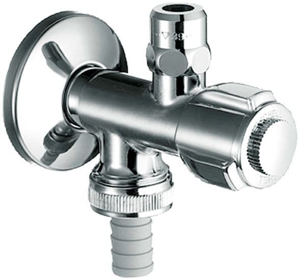 Robinet d'arrêt equerre schell+raccord pour Lave-vaisselle 1/2" chrome