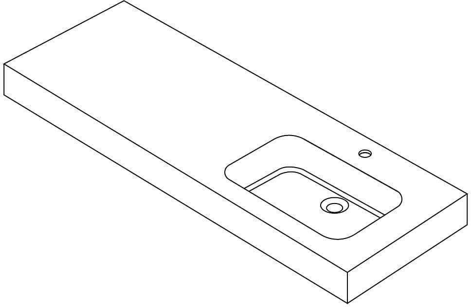 TABLET PURO 140CM 1 LAVABO RECHTS SOLID MAT WIT