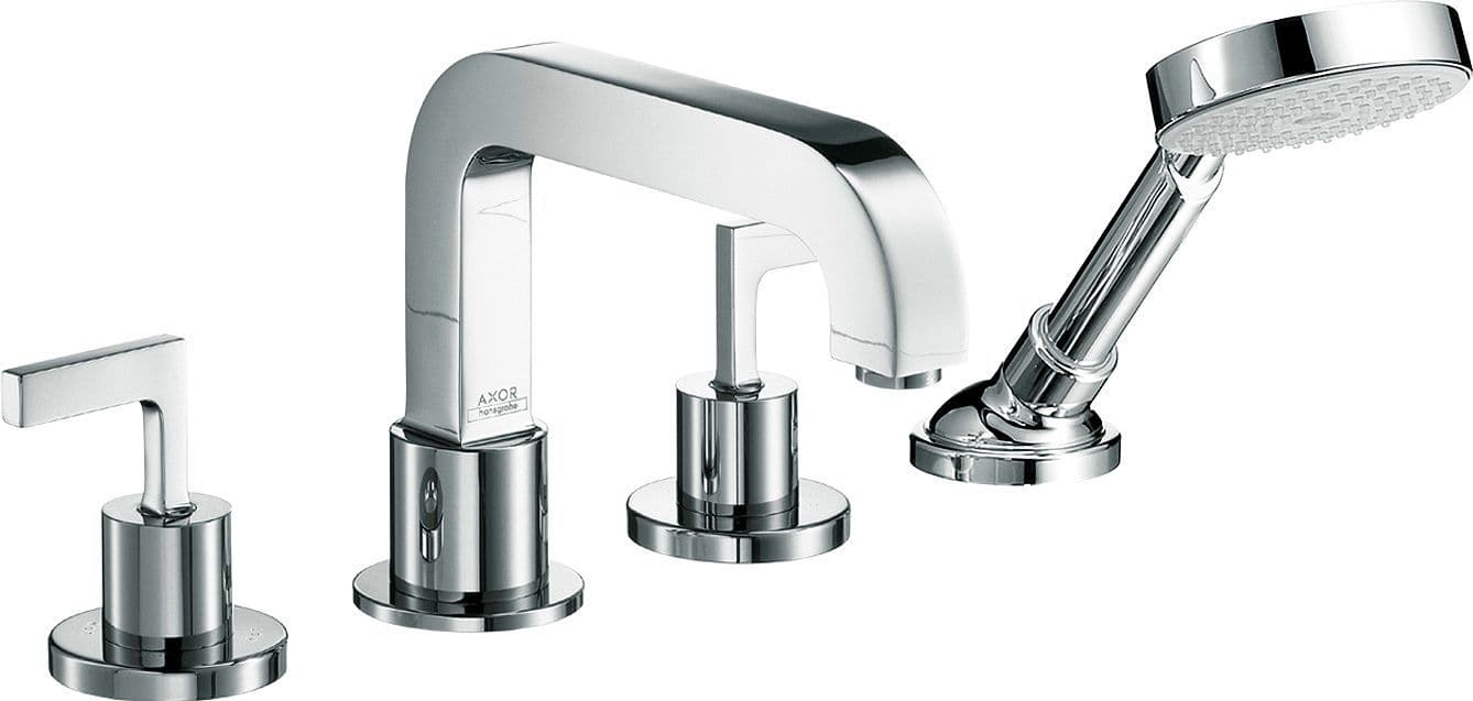 Set de finition bain 4 trous bain citterio poignee droite avec rosace chrome