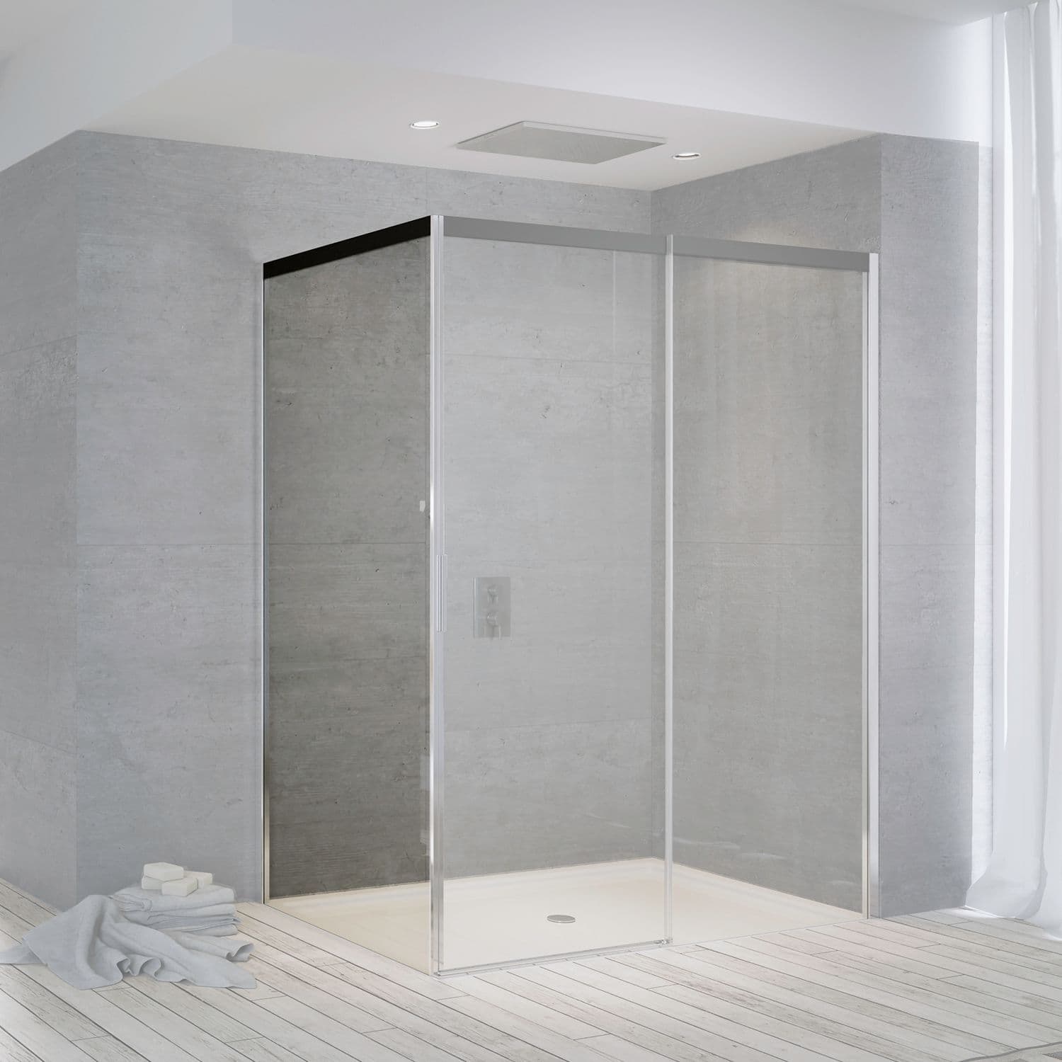 VAST PANEEL SCHUIFDEUR SUITE 865-890 H2000 RECHTS NANOTEC SOFTCLOSE HELDER/ZWART-CHROOM