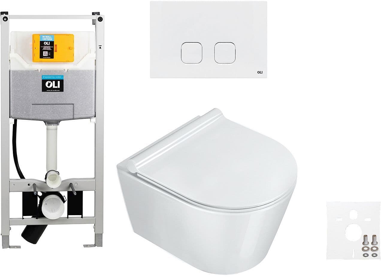 WALLFIX OLI HANGWC ZERO 46 CATALANO SLIM SEAT SOFT-CLOSE + LIFT-OFF + VERBORGEN BEVESTIGING + RIMLESS + SILENTECH + CATAGLAZE+ PLAIN