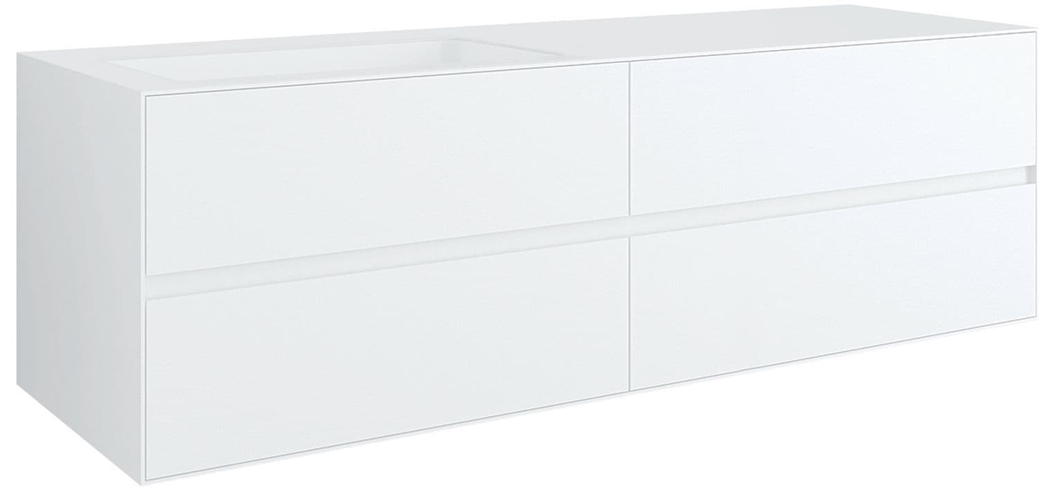ONDERBOUW 4 LADES+ONDERBOUWLAVABO LINKS TENSO 160CM ZONDER KRAANGAT WIT