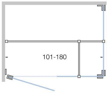 Draaideur met zijdeel+zijpaneel tot 180CM hoogte 200MM mat wit-helder