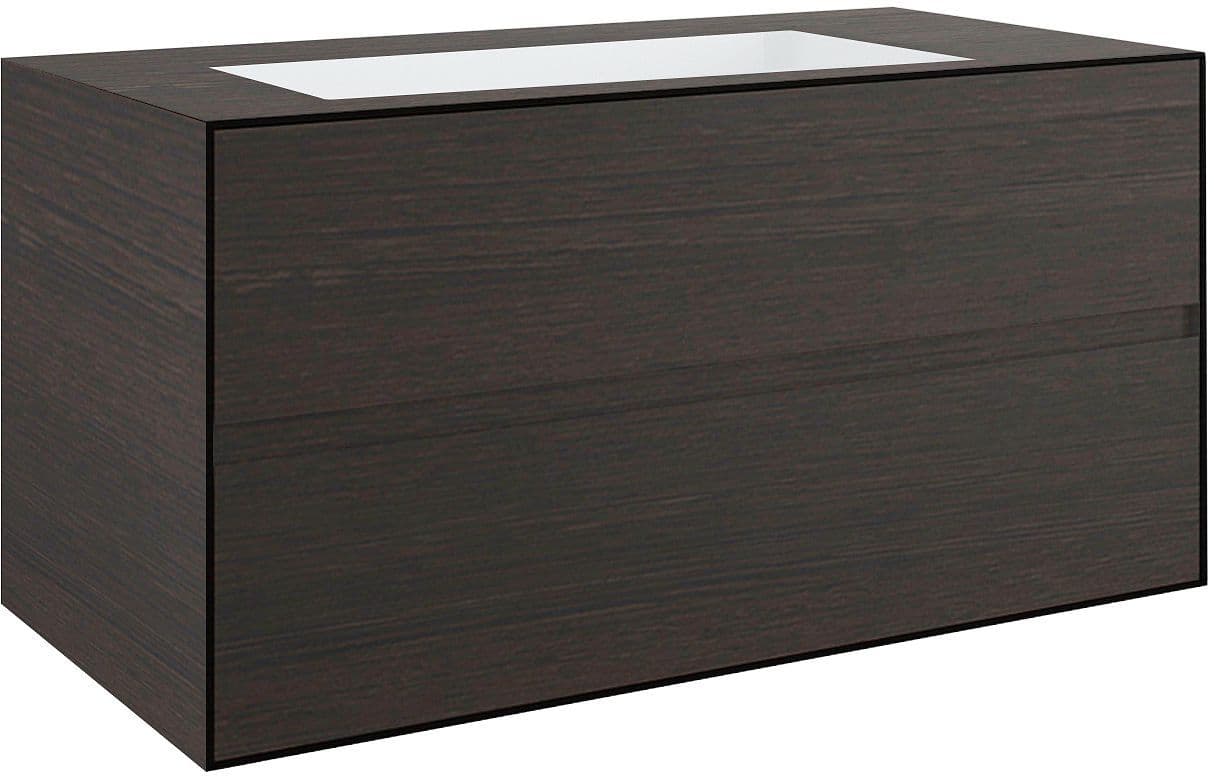 Onderbouw 2 lades+onderbouwlavabo centraal tenso 90CM zonder kraangat wenge