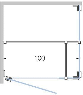 Draaideur met zijdeel+zijpaneel close tot 100CM hoogte 200CM inox-timeless
