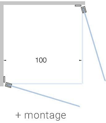 Draaideur hoekinstap close tot 100CM H200CM satijn-chroom+ montage