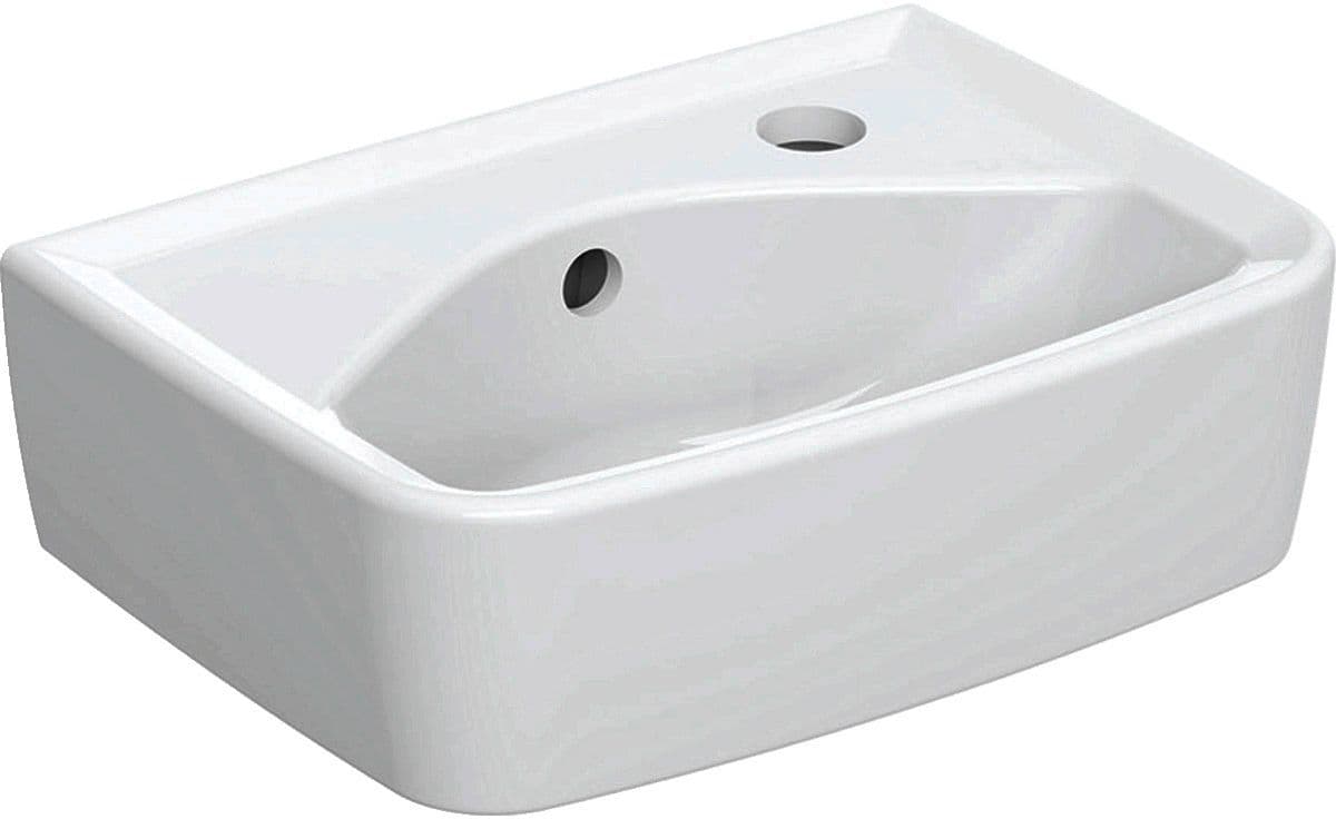 Handenwasser bastia Geberit Square 35X25CM met kraangat rechts/overloop wit