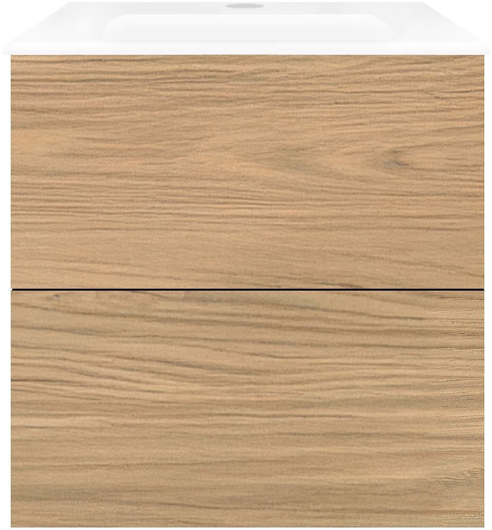 Onderbouw COFFEE 2 lades 60 eik klassiek+wastafel porselein wit