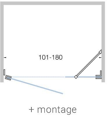 Draaideur+zijdeel nis close 101-180CM H200CM timeless-inox mat met montage