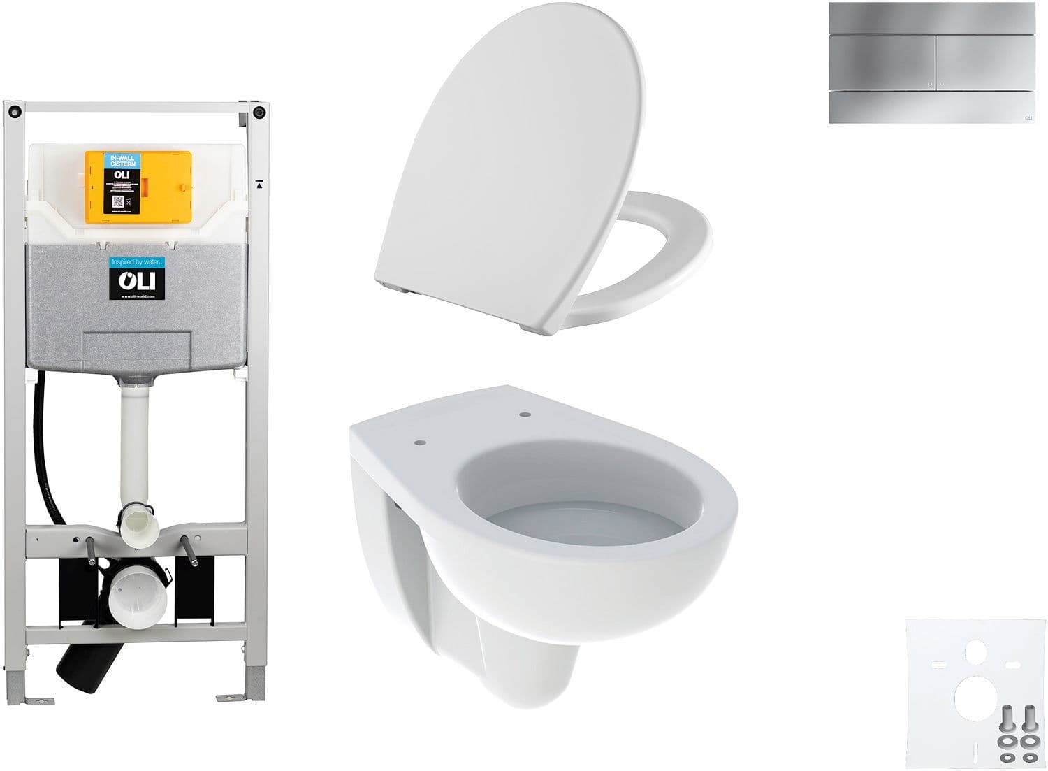 WALLFIX OLI HANGWC BASTIA D600 SOFTCLOSE + LIFT-OFF SLIM MAT CHROOM