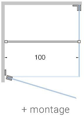 Draaideur+zijpaneel hoek close tot 100CM H200CM satijn-inox mat+ montage