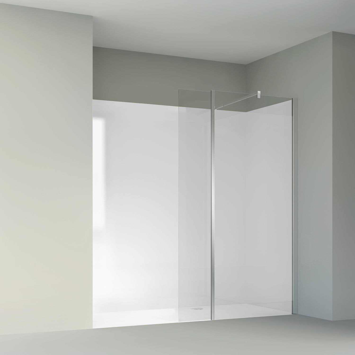 Draaibaar hoekpaneel wing 300X2000X8MM nanotec helder/chroom