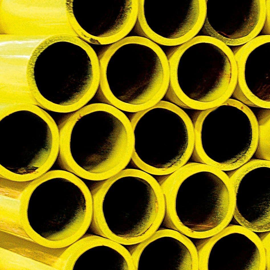 Tube p.gaz acier isoforte EN10255H Jaune pour fillet 4/4"-DN25 33,7MM-4,0MM Ral 1018 longueur 6M