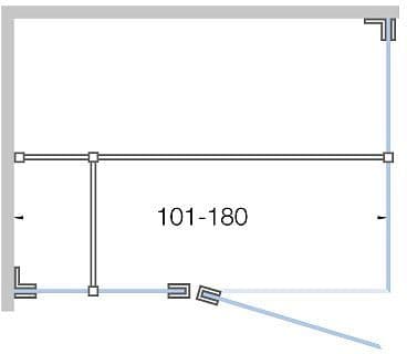 DRAAIDEUR M.VAST DEEL+ZIJPANEEL TOT 180CM HOOGTE 200CM CHROOM-HELDER