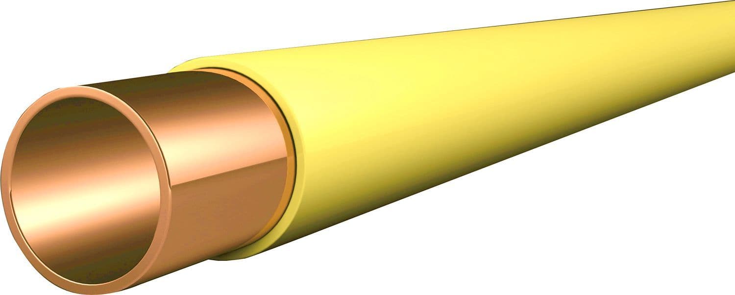 Koper buis met gele mantel 28-1MM hard lengte 5M