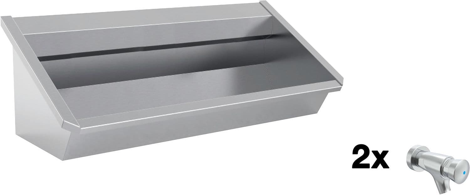 Muurwasgoot sanilav intersan 120CM Rvs 2 zelfsluitende kranen