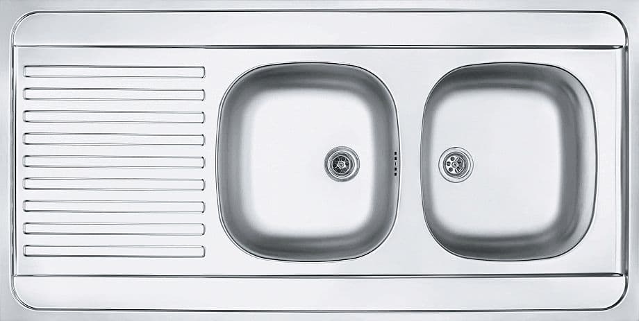 Opbouw spoeltafel man Franke 2 bakken+verlek 120X60 met afvoerset/verbindingset/sifon Rvs