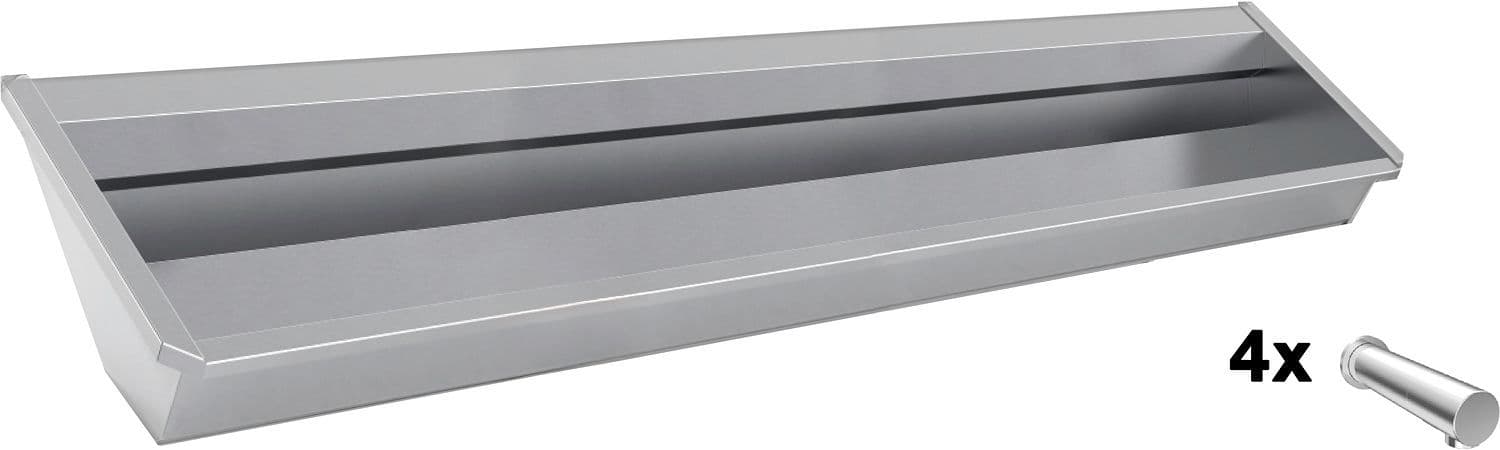 Muurwasgoot sanilav intersan 240CM Rvs 4 elektronische koudwater kranen