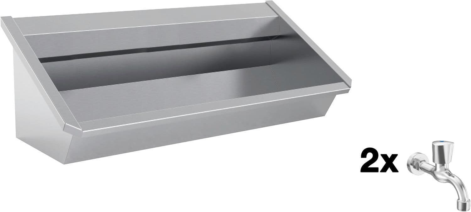Muurwasgoot sanilav intersan 120CM Rvs 2 koud water kranen