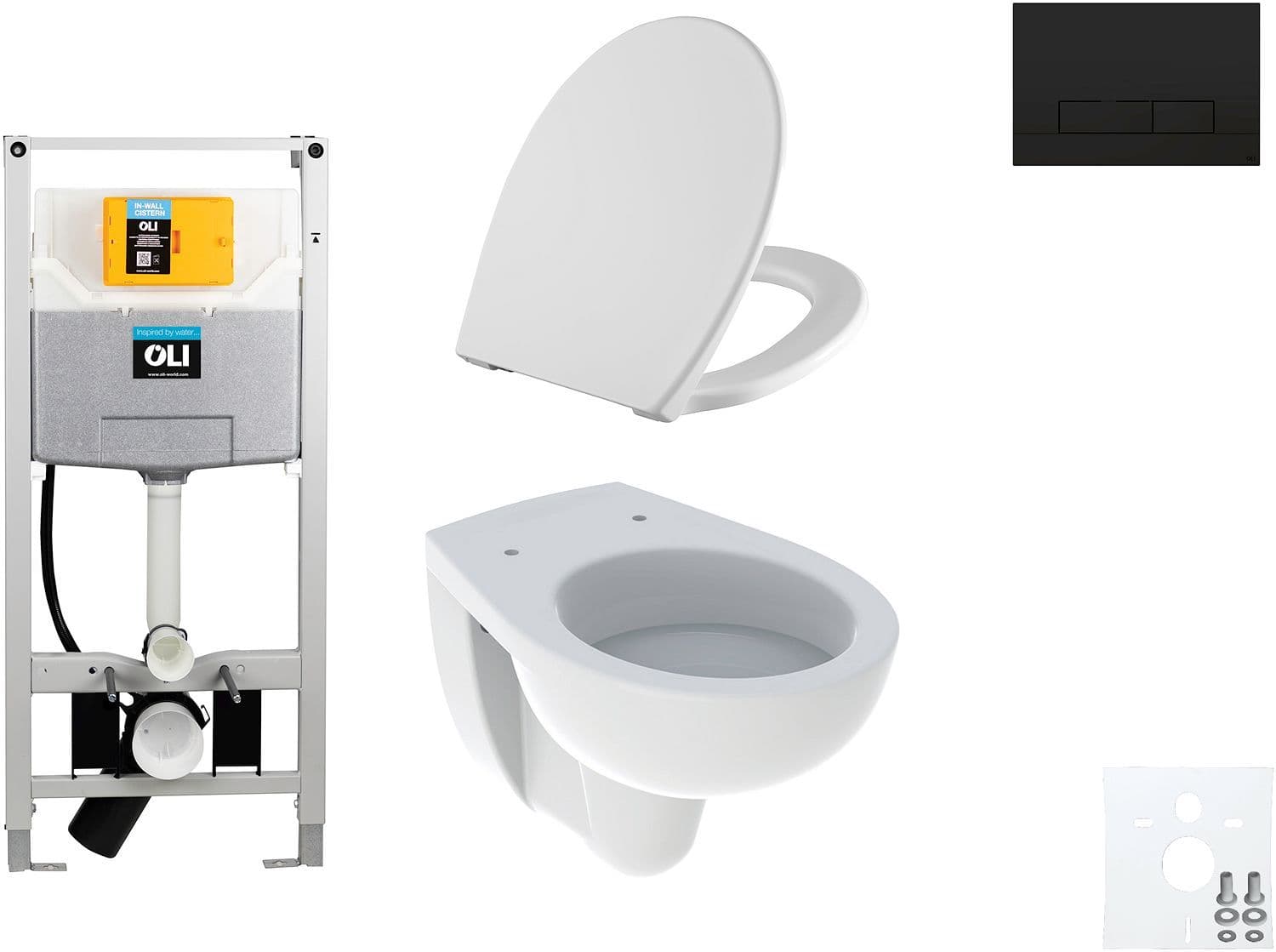WALLFIX OLI HANGWC BASTIA D600 SOFTCLOSE + LIFT-OFF GLAM MAT ZWART