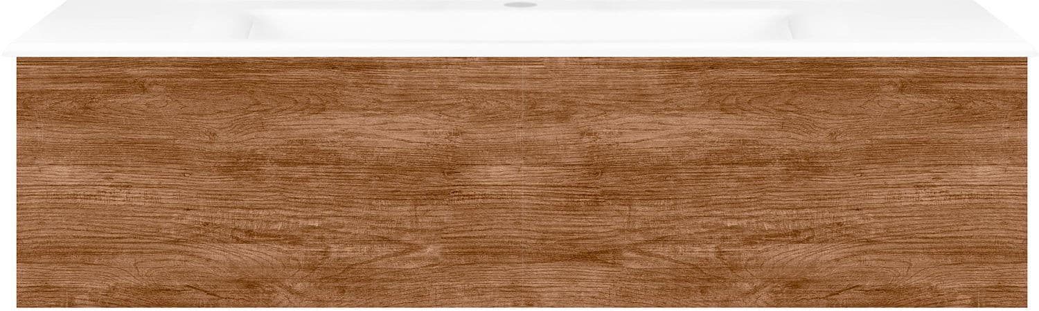 Onderbouw COFFEE 1 lade 120 teakhout Decor kaneel +wastafel porselein wit