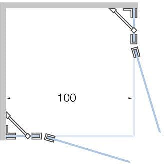 Draaideur met vast deel hoekinstap close tot 100CM hoogte 200CM mat wit-helder