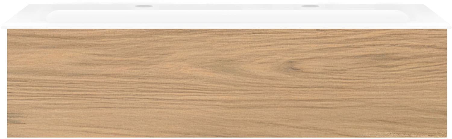 Onderbouw COFFEE 1 lade 120 eik klassiek + wastafel 2 kraangaten porselein wit