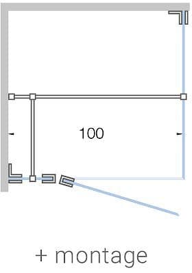 Draaideur met vast deel+zijpaneel hoek close tot 100CM H200CM timeless- wit mat+ montage