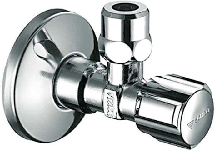 ROBINET D'ARRÊT EQUERRE SCHELL AVEC ROSACE 3/8"-10MM CHROME