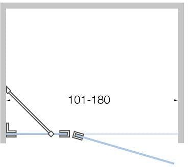 Draaideur+vast deel nis close 101-180 hoogte 200CM mat zwart-satin
