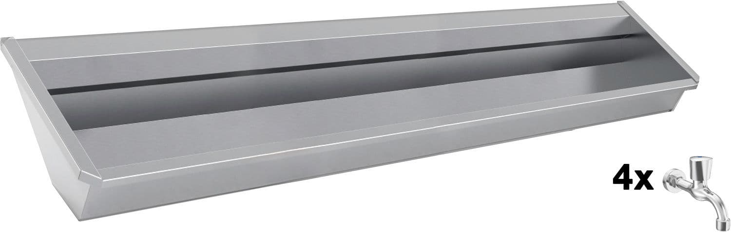 Muurwasgoot sanilav intersan 240CM Rvs 2 koud water kranen