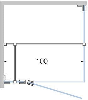 DRAAIDEUR M.VAST DEEL+ZIJPANEEL TOT 100CM HOOGTE 200CM MAT WIT-TIMELESS